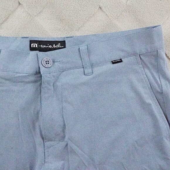 Travis Mathew Chino Shorts Mens 34 Blue Flat Front Golfer Casual Preppy - Picture 2 of 8